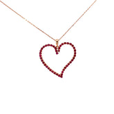 14k Rose Gold 1.00ct Round Ruby Heart Necklace